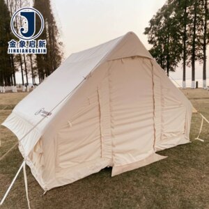 Inflatable Camping Tent 4-Person Khaki with UV Water-Resistant Fabric 4-Season