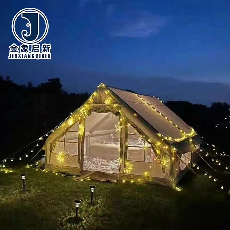 Waterproof Inflatable Camping Tent for 4-6 Person with Quick Automatic Opening Double Door UV-Resistant Summer Outdoor Use