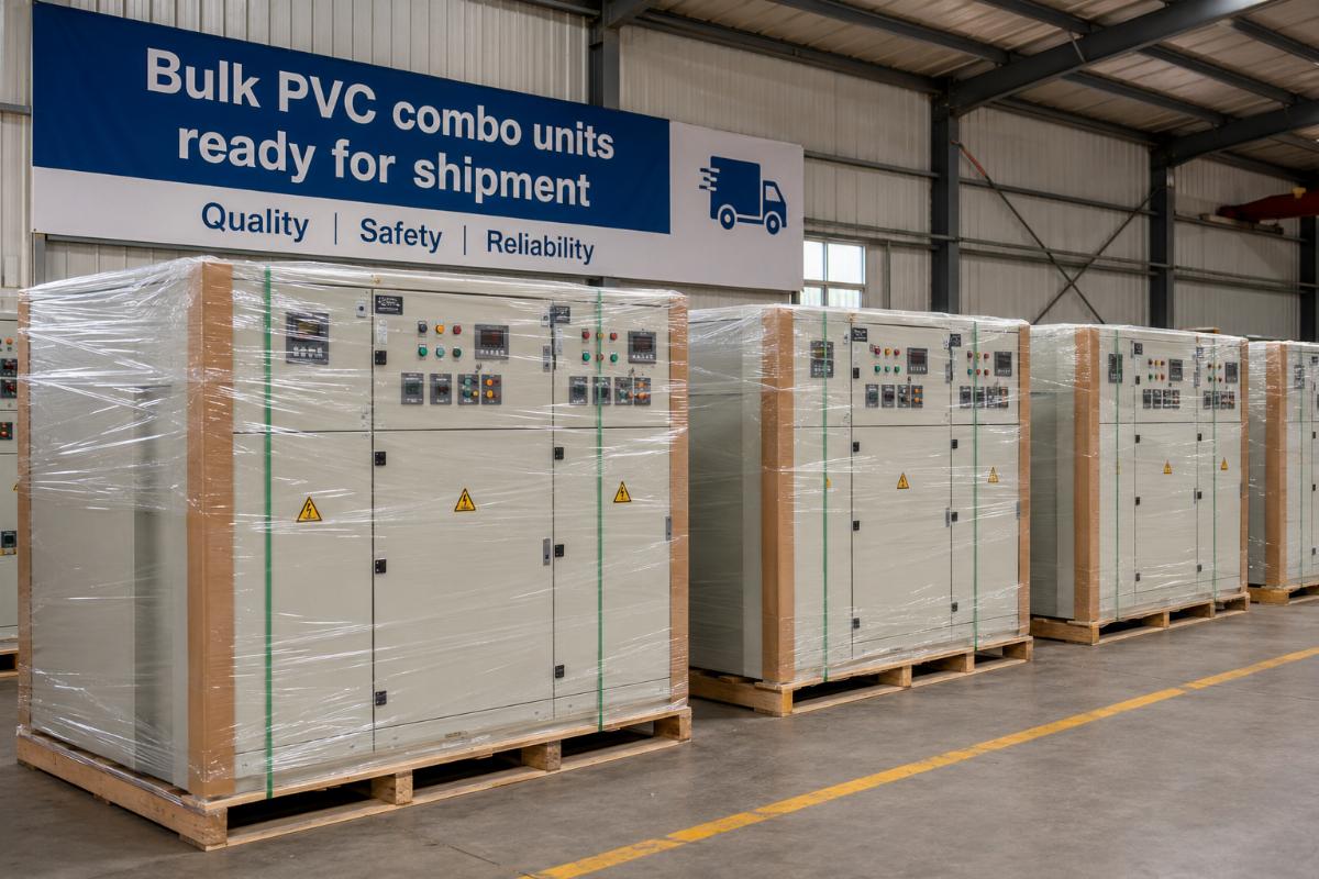 Bulk PVC combo units ready for shipment at factory warehouse