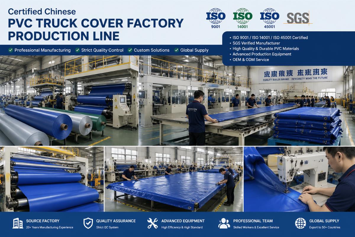 Certified Chinese PVC truck cover factory production line