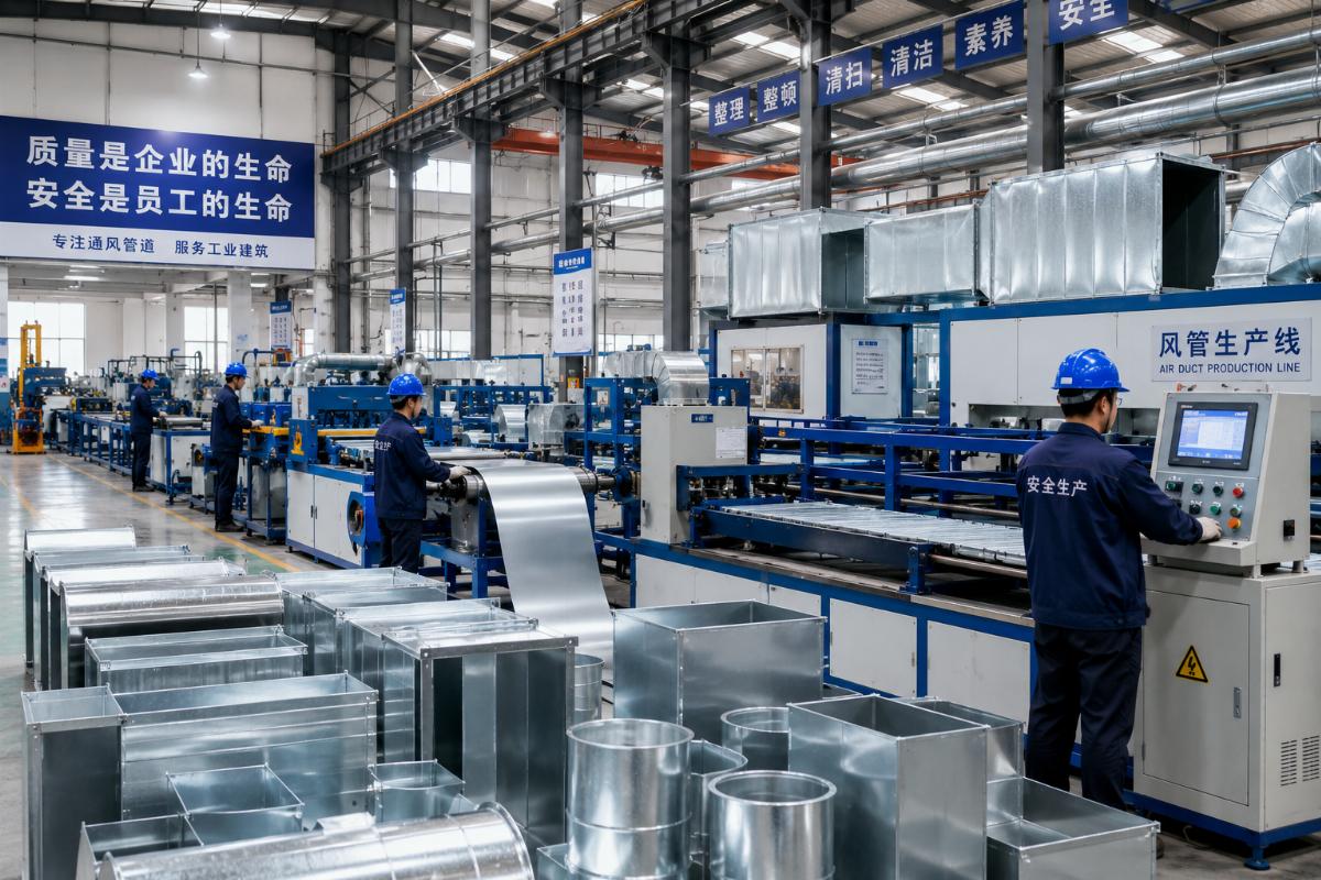 China industrial air duct production line in operation