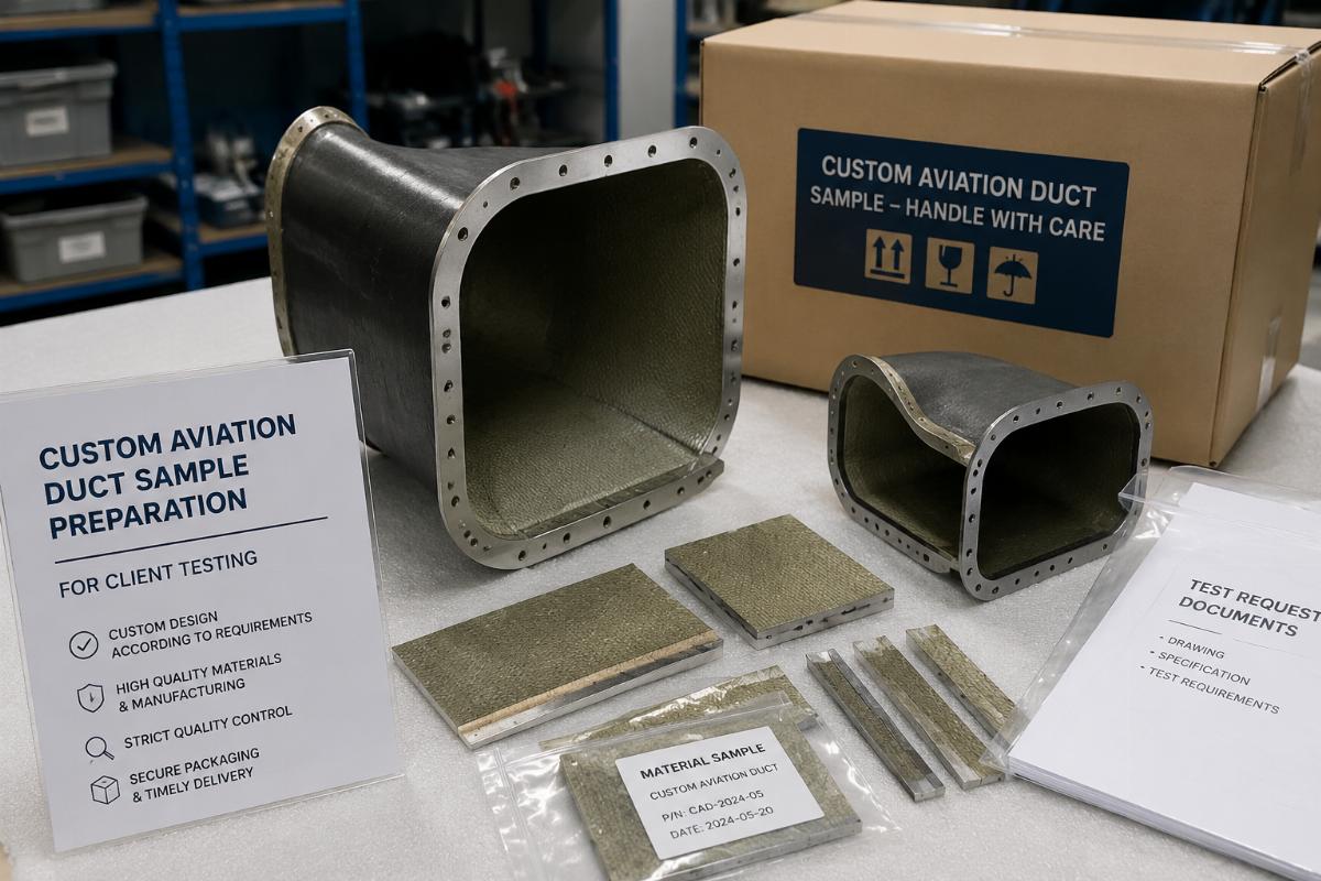 Custom aviation duct sample preparation for client testing