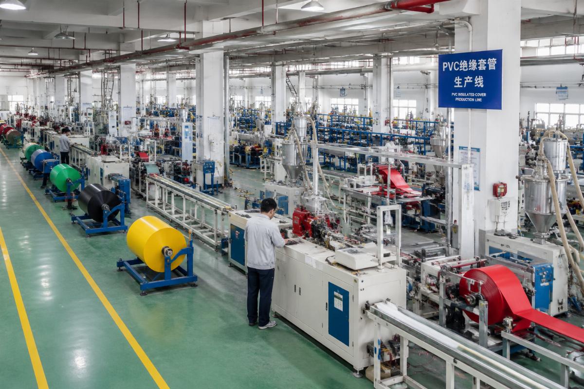 Factory floor showing dedicated production lines for PVC insulated cover manufacturing