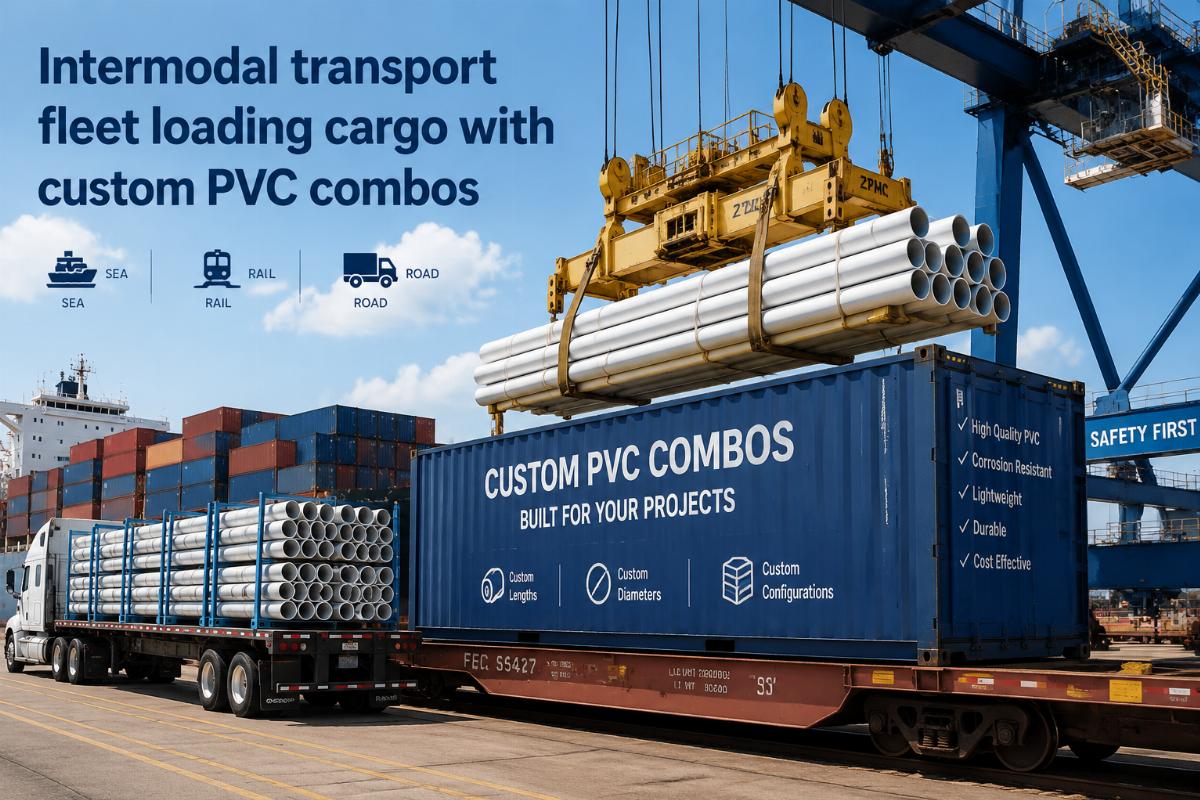 Intermodal transport fleet loading cargo with custom PVC combos
