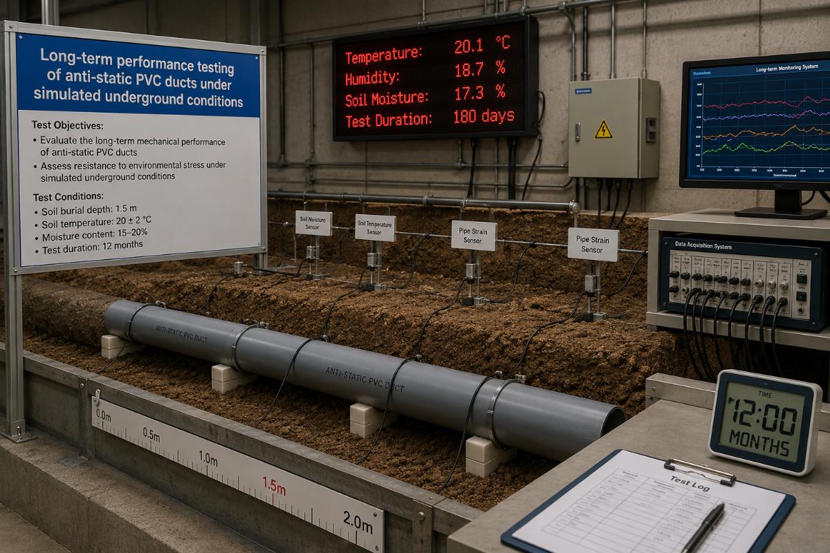 Long-term performance testing of anti-static PVC ducts under simulated underground conditions
