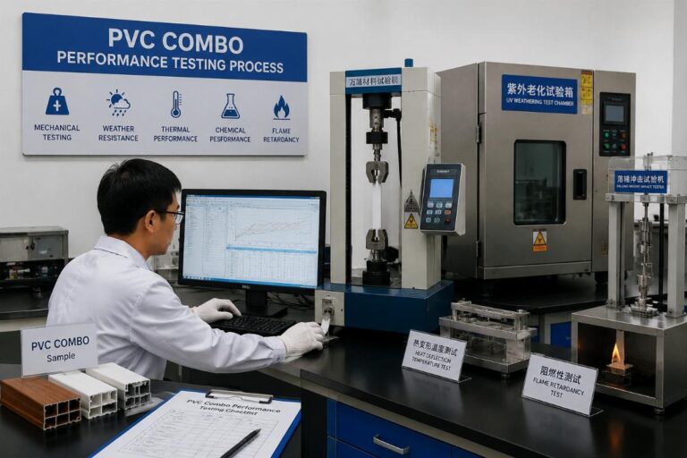 PVC combo performance testing process in factory lab